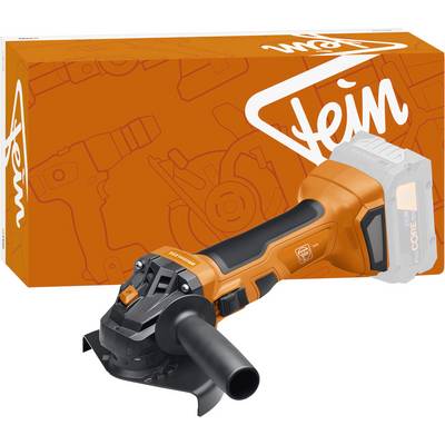 'Outil électrique orange avec poignée ergonomique et batterie amovible, placé devant une boîte orange assortie portant le logo de la marque.'