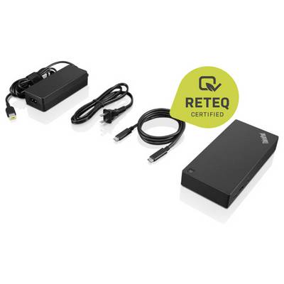 Trois adaptateurs pour ordinateurs portables de différentes tailles et câbles, l'un portant une étiquette « RETEQ Certified », présentés sur un fond blanc.