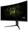 Moniteur de jeu incurvé « MSI MAG » avec un logo vert futuriste sur un fond texturé sombre.