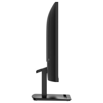 Vue latérale d'un moniteur d'ordinateur noir et fin sur un pied.