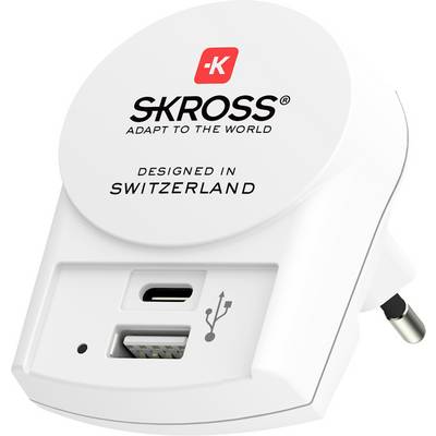 Skross 1.302524 Adaptateur de voyage SKROSS - Pro USB AC30PD White Retail inkl- EU 30W-0
