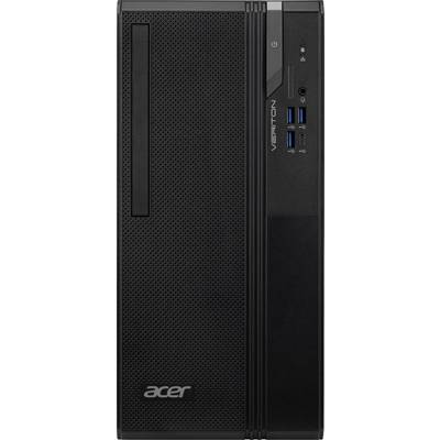 Vue de face d'une tour de bureau Acer Veriton, dotée de plusieurs ports USB, de prises audio, d'un bouton d'alimentation et d'une grille de ventilation.