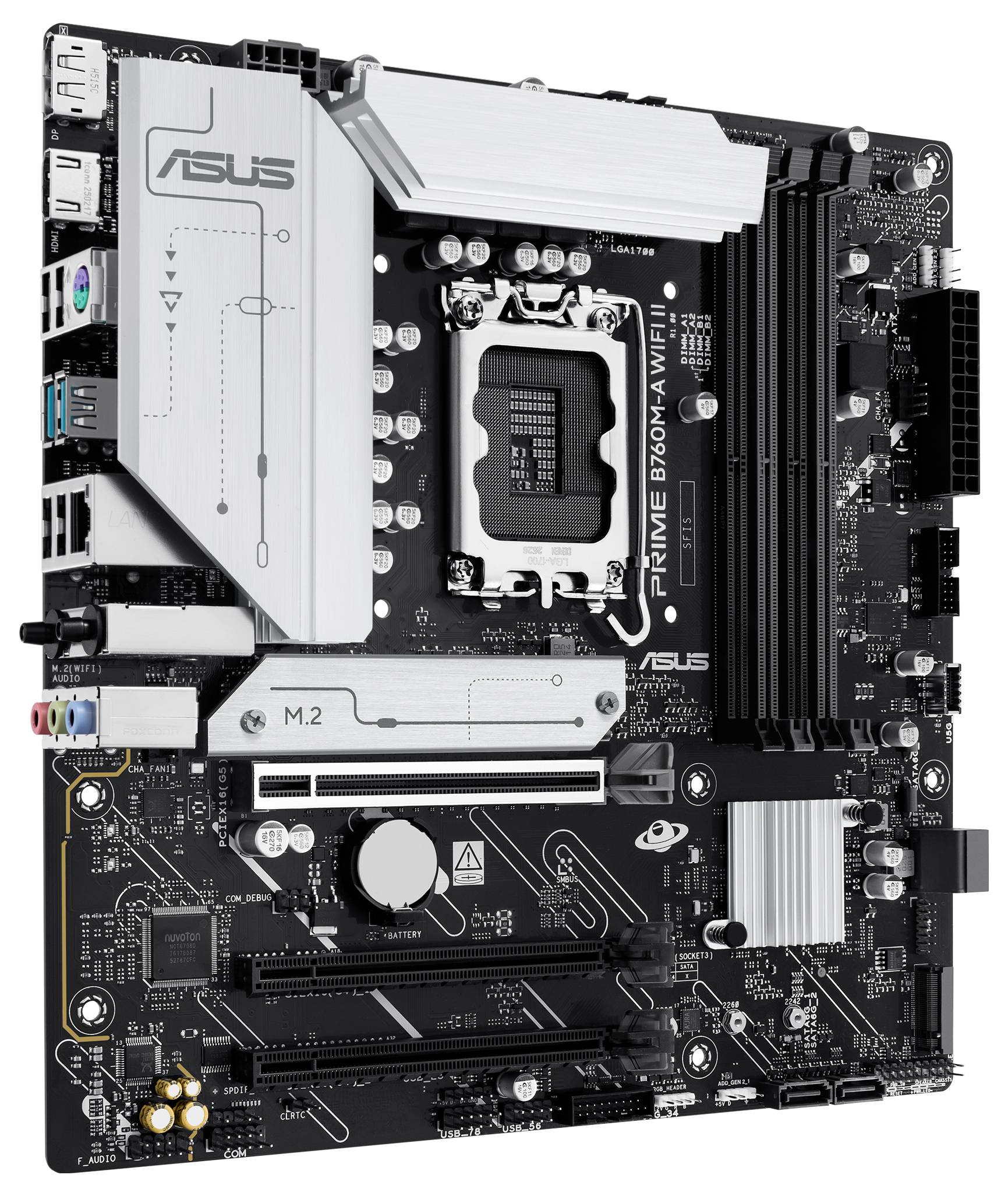 Un ordinateur compact avec plusieurs ports incluant trois USB-C, HDMI et connexions réseau, conçu pour la connectivité et l'efficacité.