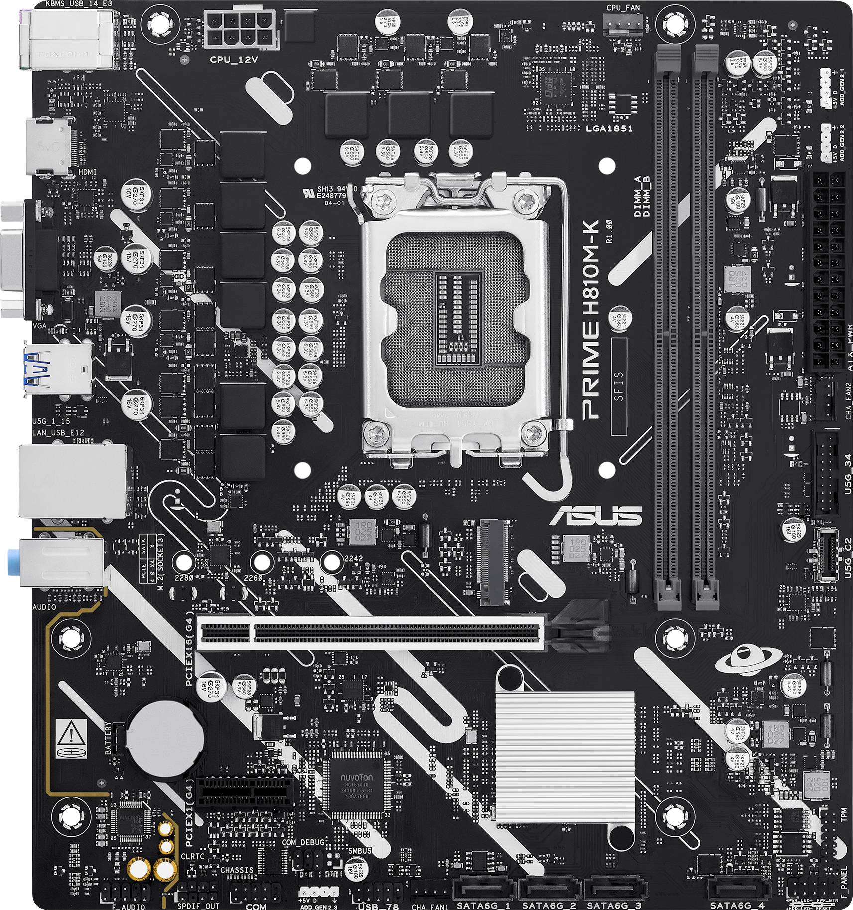 Asus PRIME H810M-K Carte mère Socket (PC) Intel® LGA 1851 Facteur de forme (détails) Micro-ATX Chipset de la carte mère -0