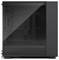 Un boîtier informatique noir, minimaliste, doté d'un panneau latéral transparent, offrant un espace pour les composants internes, adapté aux configurations personnalisées.