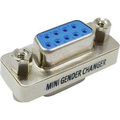 Un connecteur adaptateur de genre miniature, métallique avec interface bleue, généralement utilisé pour convertir entre différents types de prises ou configurations.