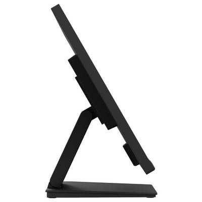 « Moniteur d'ordinateur noir et épuré de profil, affichant son support réglable. L'écran est incliné vers l'arrière, mettant en évidence son design élancé. »