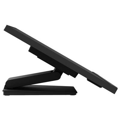 Vue latérale d'un support de moniteur inclinable, montrant un écran réglable supportant des angles de visualisation ergonomiques.