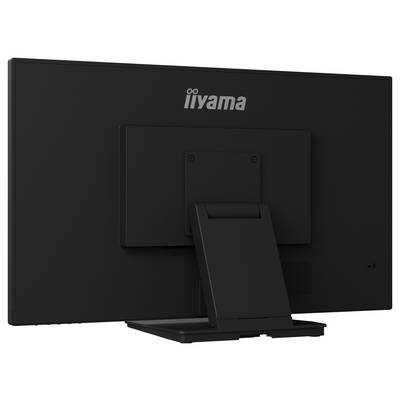 Un moniteur informatique Iiyama noir vu de l'arrière, montrant les détails du pied et du panneau arrière.