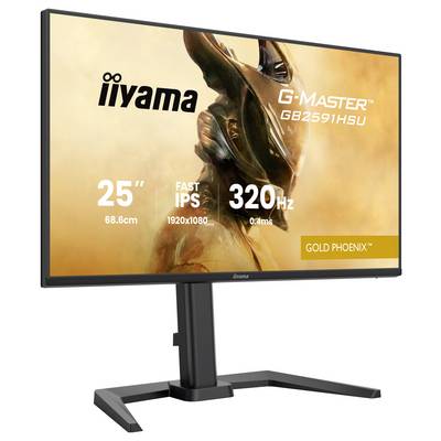 Moniteur Iiyama G-Master GB2591HSU avec Fast IPS, écran 25 pouces, taux de rafraîchissement 320Hz, résolution 1920x1080, design « Gold Phoenix ».