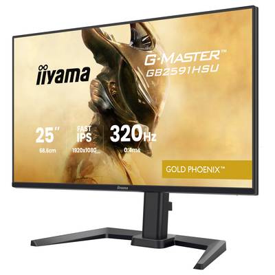 Moniteur informatique « iiyama G-Master GB2591HSU » étiqueté « Gold Phoenix », doté d'un écran de 25 pouces, d'une fréquence de rafraîchissement de 320Hz et d'un temps de réponse de 0,4ms.