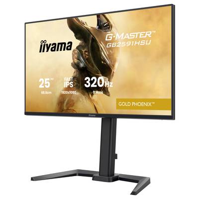 Moniteur Iiyama G-Master, 25 pouces, résolution 1920x1080, 320Hz, étiqueté « GOLD PHOENIX ».