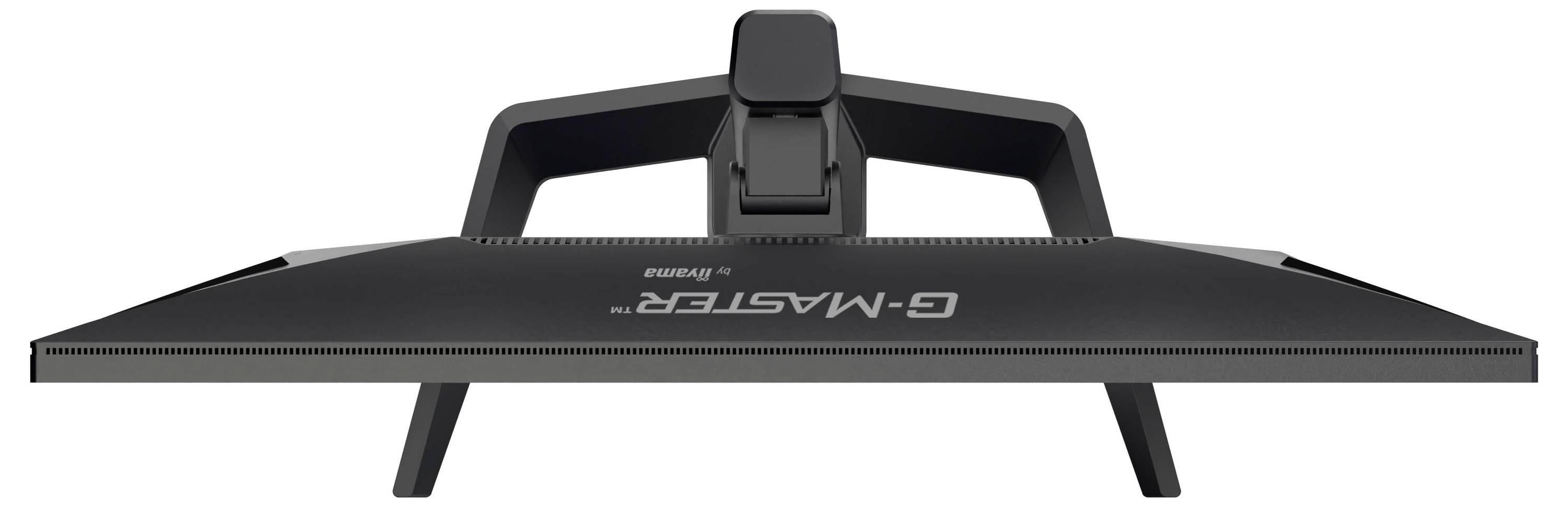 Un moniteur d'ordinateur noir « G-MASTER » vu de l'arrière, montrant le support et la marque au dos.