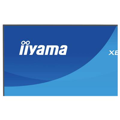 L'image présente le logo et l'identité visuelle d'« iiyama », une entreprise connue pour ses écrans électroniques, sur un fond bleu.