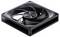 Un ventilateur de refroidissement informatique noir avec un cadre carré et des pales courbes, conçu pour dissiper la chaleur à l'intérieur des appareils électroniques.