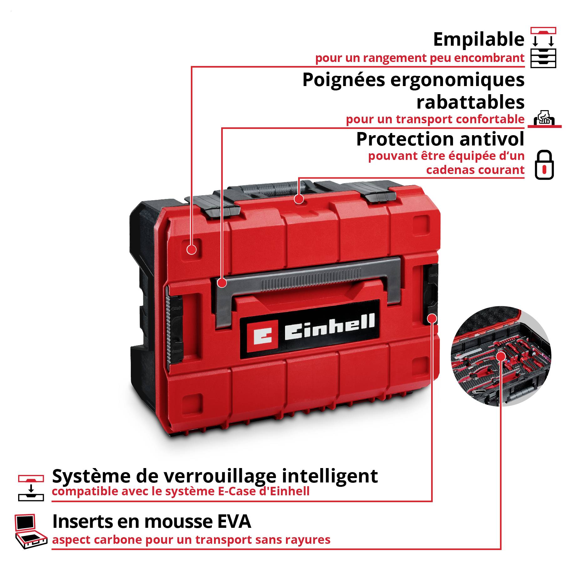 Einhell E-Case 370516 Mallette à outils équipée 24 pièces-3