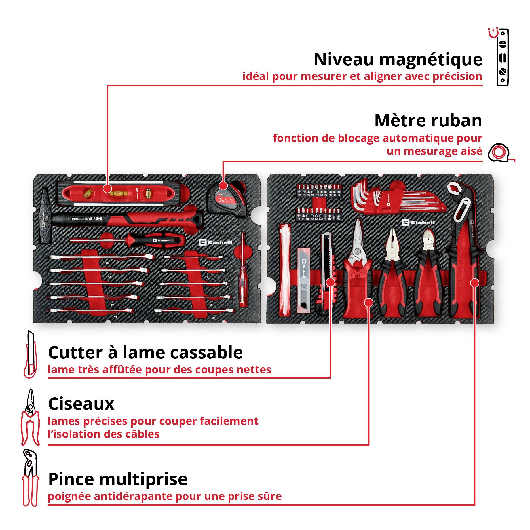 Einhell E-Case Umzug 370511 Mallette à outils équipée 79 pièces-4