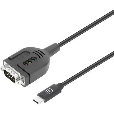 Câble adaptateur USB-C vers RS-232 série affichant un connecteur USB-C relié à un port série RS-232, utilisé pour connecter les appareils hérités.
