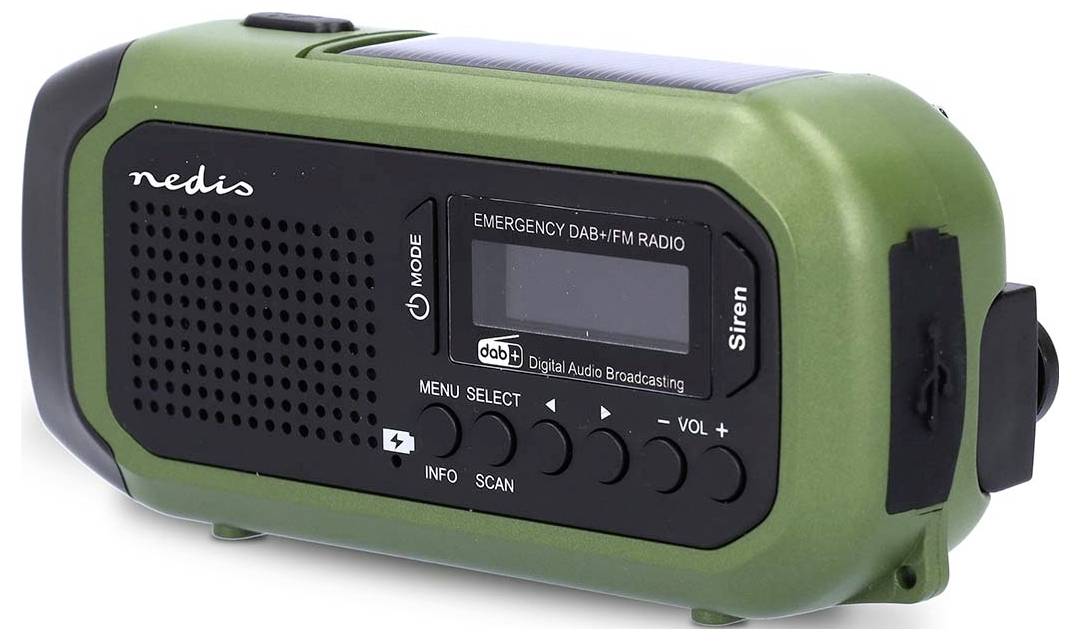 Nedis RDDBCR2000GN Radio d'urgence DAB+, FM, FM radio d'urgence, DAB+, FM vert, noir-3