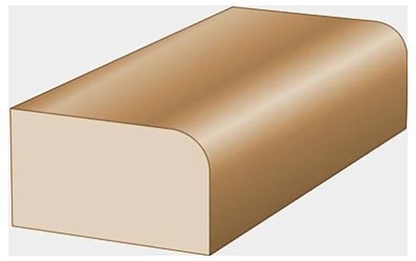 Une illustration 3D d'un bloc de bois rectangulaire aux bords arrondis, présenté sur un fond clair.