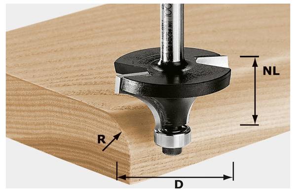 Festool 491014 Fraise à moulurer    Longueur 55 mm Dimension produit, Ø 28.70 mm Longueur de travail 15 mm Diamètre de tige 8 mm