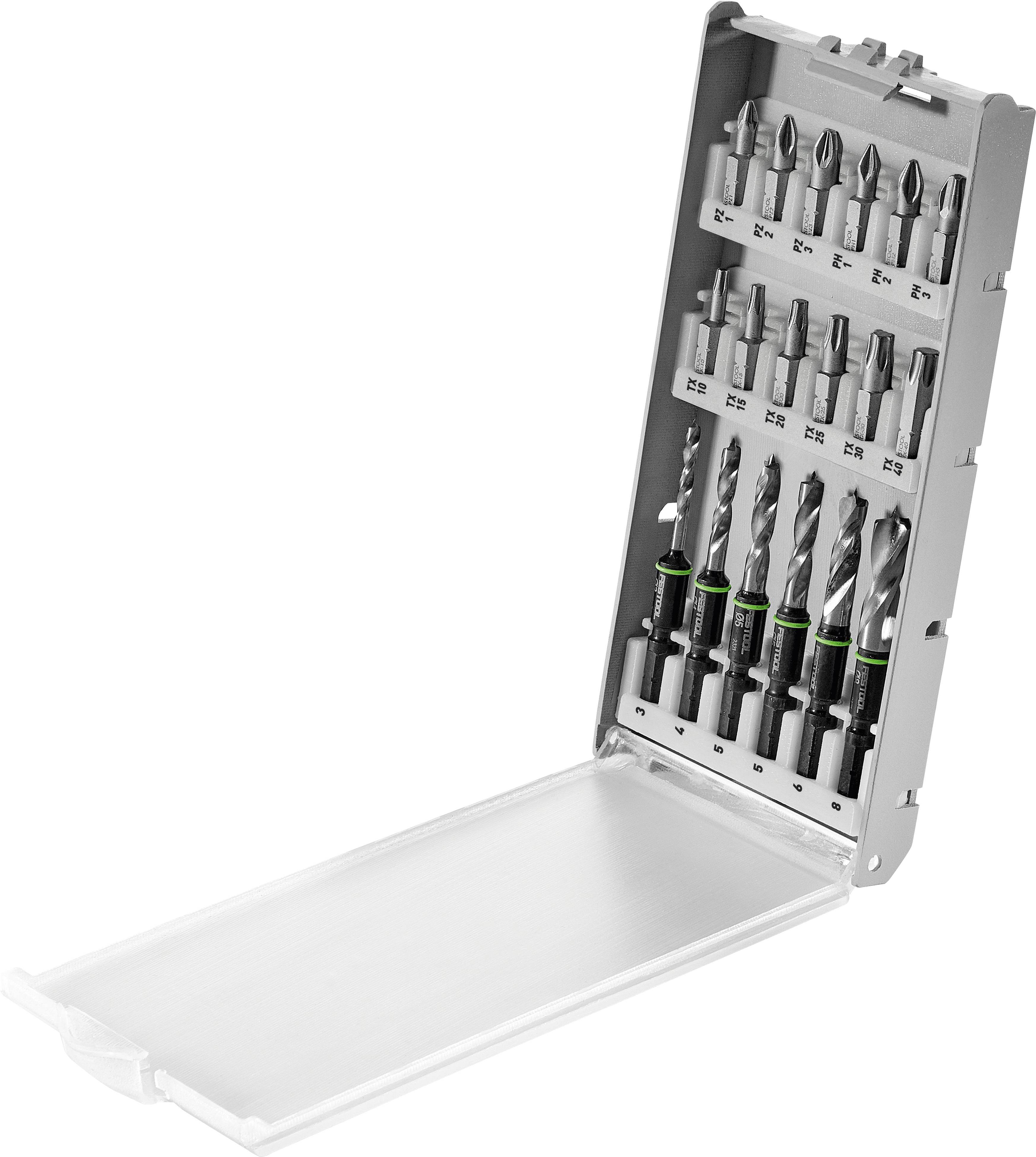 Festool 577395 BKS SYS3 D3-8 K CE/W Set de forets bois 3 mm, 4 mm, 5 mm, 6 mm, 8 mm