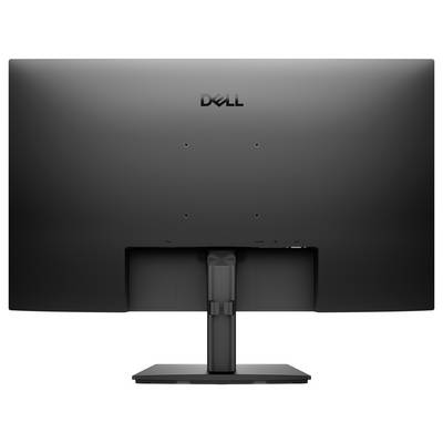 L'image montre la vue arrière d'un moniteur d'ordinateur Dell avec un support réglable et une charnière centrale permettant un mouvement vertical.