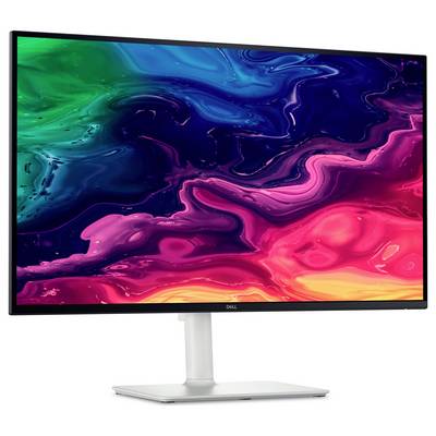 « Moniteur Dell affichant un art numérique abstrait vibrant et multicolore avec des motifs tourbillonnants, mettant en avant la précision des couleurs et la clarté de l'écran. »