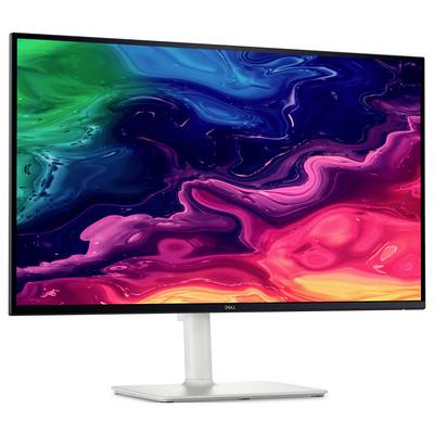 Un motif de tourbillon abstrait coloré affiché sur un moniteur Dell, présentant des bleus, des roses, des rouges et des verts.