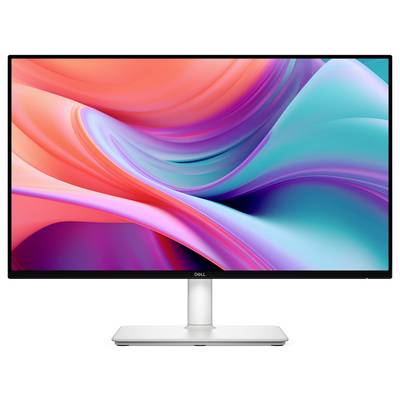 Vue arrière d'un moniteur Dell, présentant un support argenté et un design épuré et minimaliste.