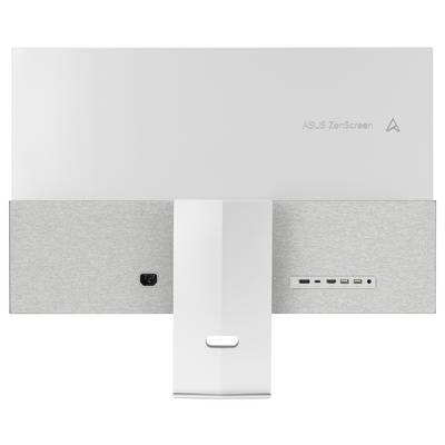 'Vue arrière du moniteur ASUS ZenScreen, montrant les ports USB, le bouton d'alimentation et le support.'