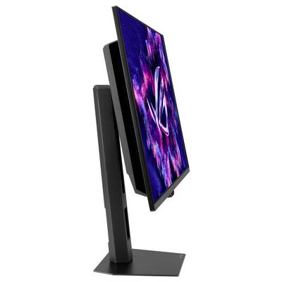 Moniteur commercial Asus affichant une skyline urbaine avec l'Empire State Building, mettant en évidence la taille du moniteur et sa clarté visuelle.
