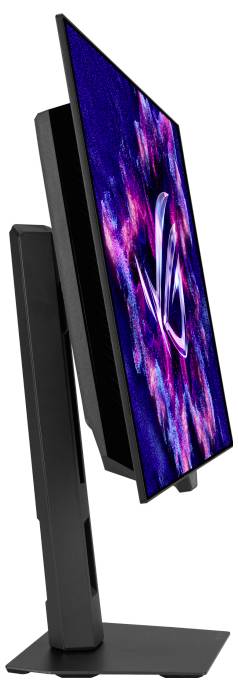 Un moniteur de jeu moderne et élégant avec une fine lunette et un support ajustable, affichant un graphique vibrant et coloré sur son écran.