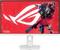 Un moniteur d'ordinateur affiche un écran rouge avec un logo stylisé et un personnage robotique en sweat-shirt rouge tenant une arme futuriste.