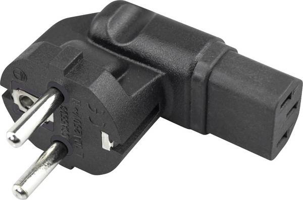 TRU COMPONENTS  Adaptateur Prise mâle + contact de protection - Secteur femelle C13 Nombre total de pôles: 2 + PE noir  1 pc(s)