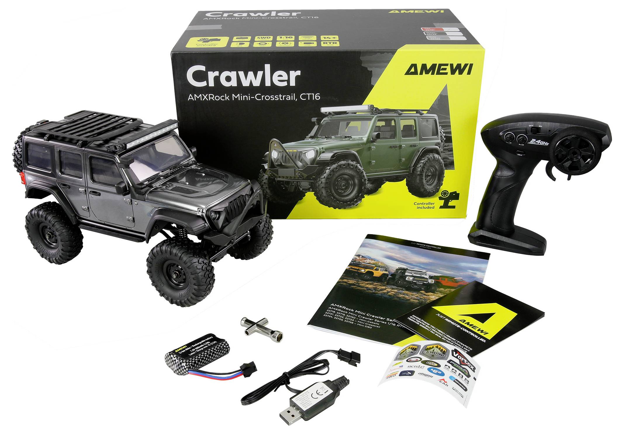 Amewi RC-Modell brushed 1:16 Véhicule électrique Crawler 4 roues motrices (4WD) prêt à fonctionner (RtR) 2,4 GHz-1