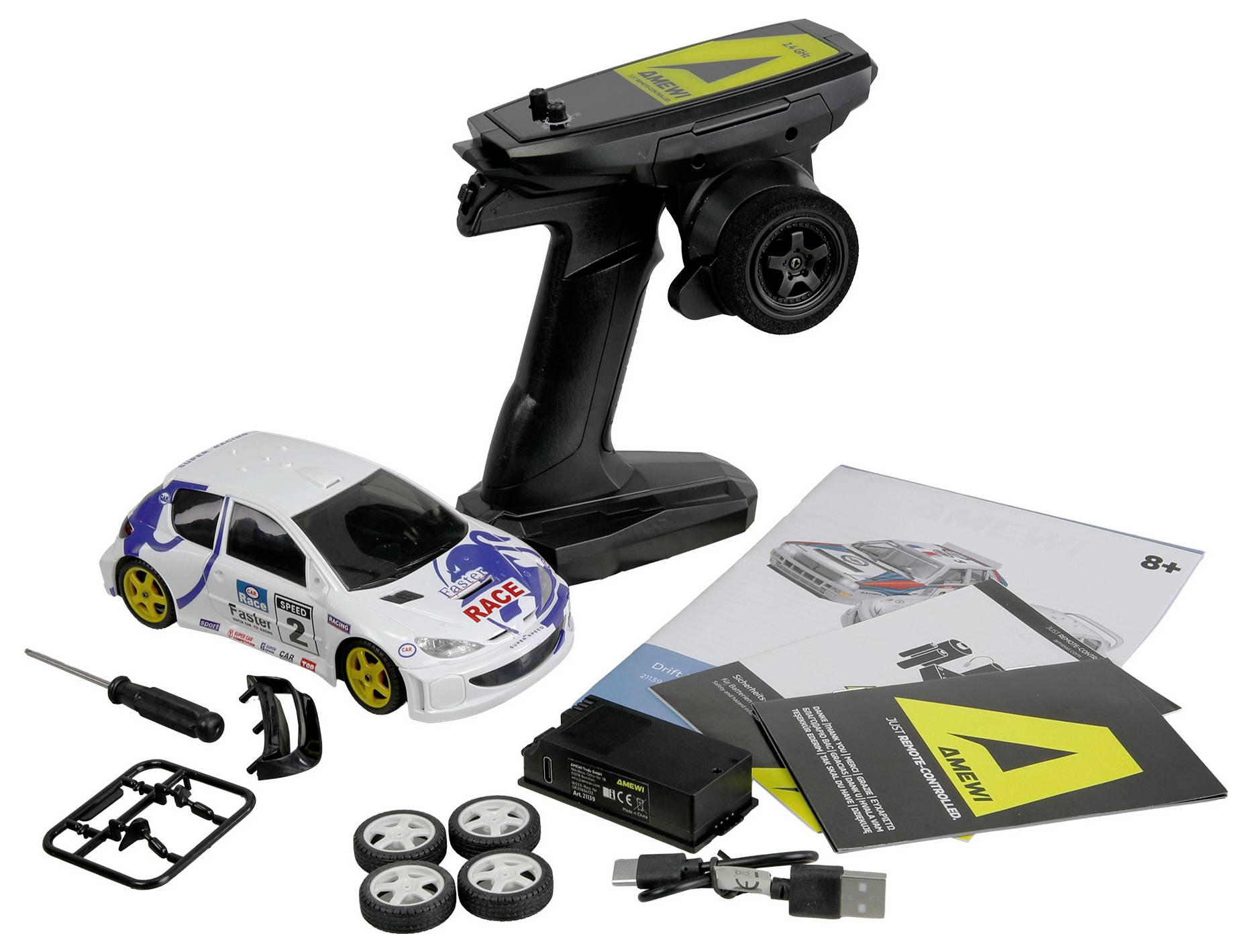 Amewi RC-Modell multicolore brushed 1:28 Véhicule électrique Drift 4 roues motrices (4WD) prêt à fonctionner (RtR) 2,4 G-1