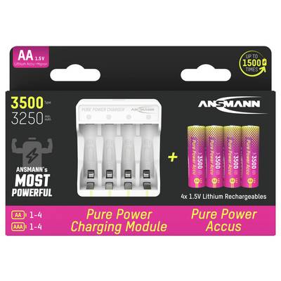 Ansmann Pure Power Set 4× Mignon AA Akkus und Lademodul Pile rechargeable LR6 (AA) Li-Ion 3250 mAh 1.5 V 1 pc(s)-2