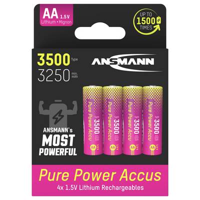 Ansmann Li-Ion Akku Mignon AA Typ 3500 (min. 3200 mAh) Jeu de piles rechargeables Li-Ion 3250 mAh 1.5 V 1 pc(s)-2