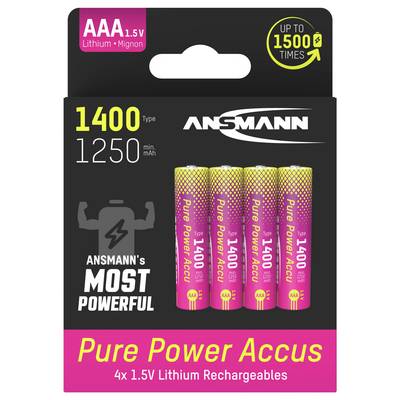 Ansmann Li-Ion Akku Micro AAA Typ 1400 (min. 1250 mAh) Jeu de piles rechargeables Li-Ion 1250 mAh 1.5 V 1 pc(s)-2
