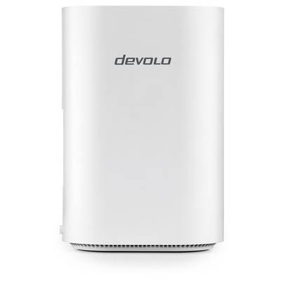 Un routeur WiFi Devolo blanc avec un design épuré et moderne, affichant le nom de la marque sur le devant.