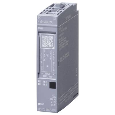 Un module électronique Siemens gris avec un texte indiquant « 24VDC MAX 10A » et un code QR sur sa surface, utilisé dans l'automatisation industrielle.