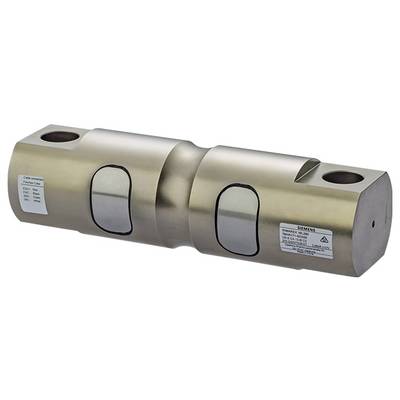 Une cellule de charge métallique cylindrique avec des étiquettes, dotée d'une section centrale et de deux extrémités carrées. Conçue pour les applications de mesure de force.