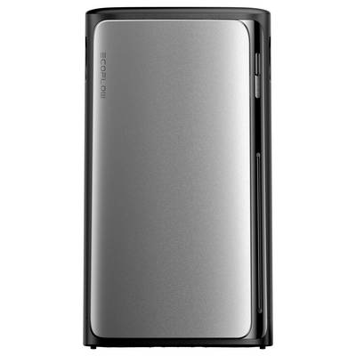 Un appareil électronique argenté, élégant et moderne, au design vertical, présentant une marque minimaliste sur le côté gauche.