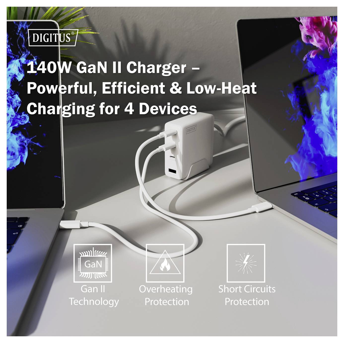 Digitus DA-10305 Chargeur USB 140 W 1x USB-A, 3x USB-C® blanc-2