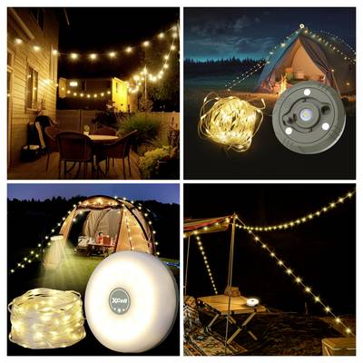 Les guirlandes lumineuses d'extérieur et les lanternes de camping illuminent diverses ambiances nocturnes, notamment les patios, les tentes et les installations de campings.