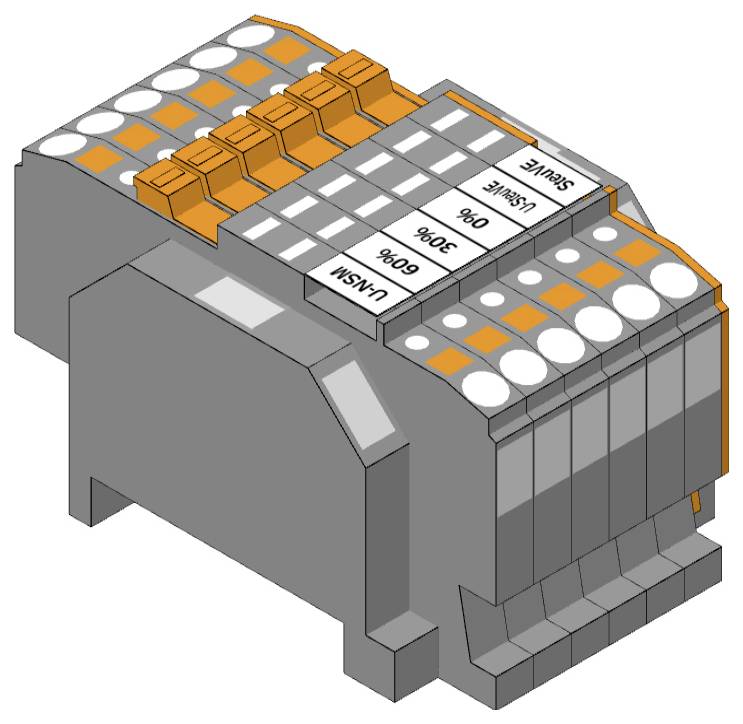 Un connecteur industriel gris en plastique présentant des formes géométriques complexes et des broches métalliques, utilisé pour le câblage électrique et les connexions.