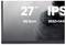 Vue partielle d'un moniteur affichant les spécifications : diagonale de « 27" », « 68,5 cm », technologie « IPS », résolution « 2560×1440 ».