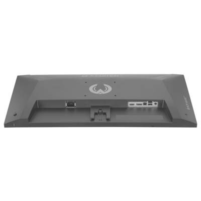 L'image montre l'arrière d'un écran d'ordinateur avec plusieurs ports dont USB, HDMI et DisplayPort, mettant en évidence les options de connectivité.