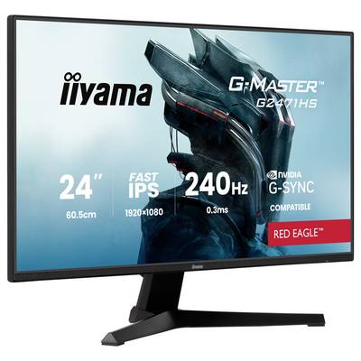 Moniteur Iiyama G-Master G2471HS, 24 pouces, résolution 1920x1080, Fast IPS, taux de rafraîchissement 240Hz, temps de réponse 0,3ms, compatible NVIDIA G-SYNC.